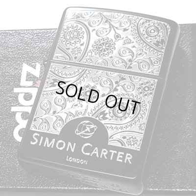 画像2: ZIPPO おしゃれ ライター サイモンカーター ジッポ かっこいい ペイズリ― マットブラック×シルバー 艶消し 黒 彫刻 メンズ ブランド プレゼントかわいい