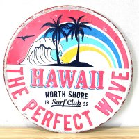 ブリキ看板 かわいい ハワイ ビンテージ THE PARFECT WAVE ヤシの木 ビーチ 海 アンティーク ガレージ プレート 壁飾り 可愛い アメリカン 雑貨 インテリア おしゃれ サーファー カフェ 店舗