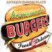 画像1: ブリキ看板 ハンバーガー アンティーク かわいい BURGERS アメリカン ビンテージ 壁掛け プレート 壁飾り 雑貨 大きい インテリア 可愛い サーファー カフェ 店舗 (1)