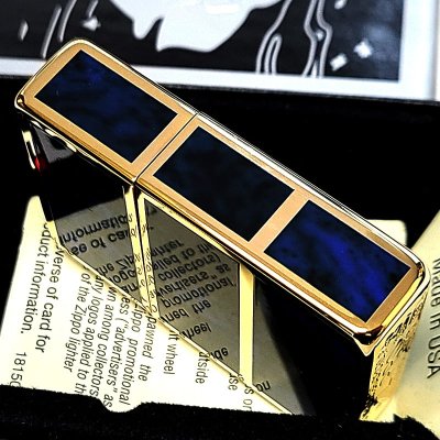 画像6: ZIPPO ライター 限定 1935 復刻レプリカ ジッポー ゴールド＆ブルー かっこいい 4面加工 シリアルナンバー入り 角型 動画有り ギフト プレゼント 3バレル おしゃれ メンズ