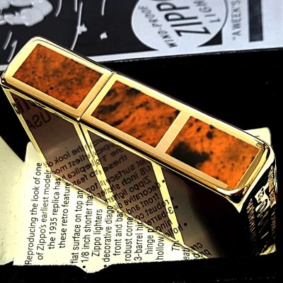 画像6: ZIPPO ライター 限定 1935 復刻レプリカ ジッポ ゴールド＆ブラウン 4面加工 かっこいい シリアルナンバー入り 角型 3バレル おしゃれ メンズ ギフト プレゼント