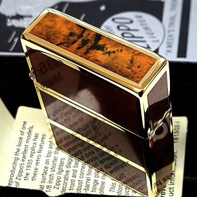画像7: ZIPPO ライター 限定 1935 復刻レプリカ ジッポ ゴールド＆ブラウン 4面加工 かっこいい シリアルナンバー入り 角型 3バレル おしゃれ メンズ ギフト プレゼント