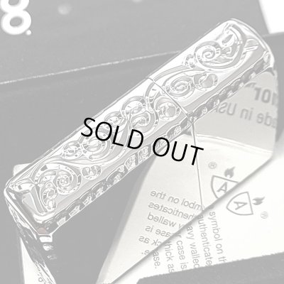 画像4: ZIPPO アーマー 限定 ３面彫刻 アラベスク 鏡面プラチナ シルバー ジッポ ライター かっこいい シリアルNo刻印 コーナーリューター 重厚 メンズ