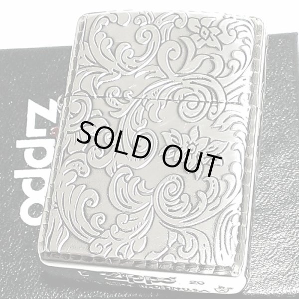 画像2: ZIPPO アーマー ジッポ 5面 アラベスク シルバー 銀イブシ ライター かっこいい 葉 花 コーナーリューター  おしゃれ 銀 重厚 メンズ ギフト (2)