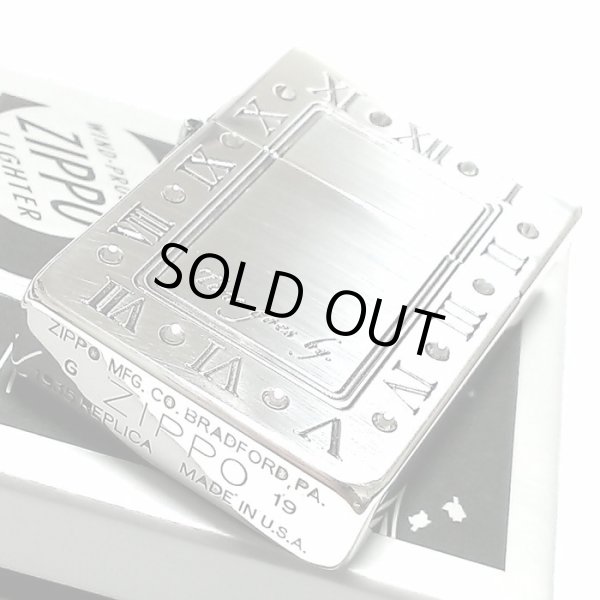 画像3: ZIPPO ライター ジッポ 1935 復刻レプリカ アトラースクロック シルバー 燻し 時計 ラインストーン 3バレル かっこいい おしゃれ 角型 メンズ レディース ギフト プレゼント (3)
