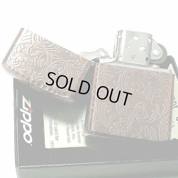 画像6: ZIPPO ライター アーマー ジッポ 5面 アラベスク 銅古美 カッパー かっこいい 葉 花 コーナーリューター  おしゃれ 銅 重厚 メンズ ギフト (6)