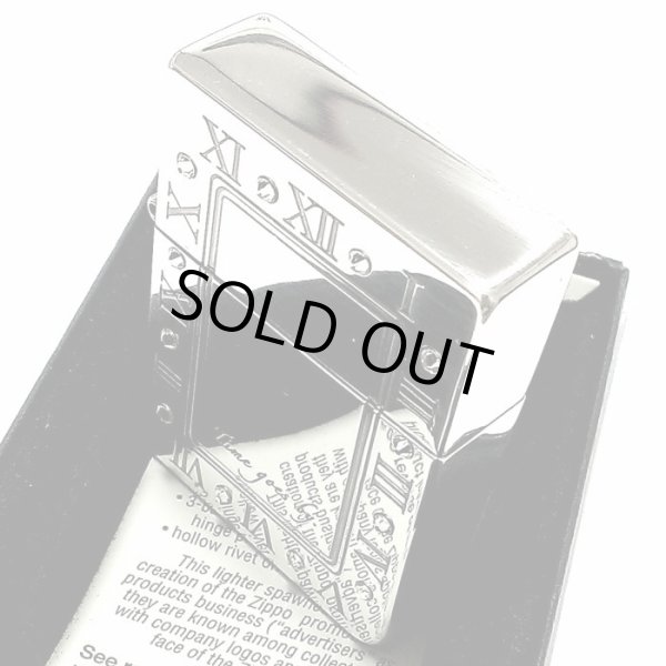 画像5: ZIPPO ライター ジッポ 1935 復刻レプリカ アトラースクロック シルバー 燻し 時計 ラインストーン 3バレル かっこいい おしゃれ 角型 メンズ レディース ギフト プレゼント (5)