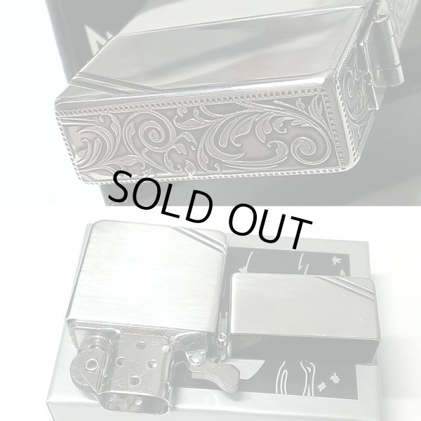 画像5: ZIPPO ライター ジッポ 1935 復刻レプリカ シルバー 燻し 3面アラベスク ダイアゴナルライン 3バレル かっこいい 唐草 彫刻 アンティーク 角型 メンズ ギフト (5)