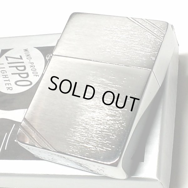 画像2: ZIPPO ライター ジッポ 1935 復刻レプリカ シルバーサテン ダイアゴナルライン 両面 3バレル シンプル アンティーク 角型 メンズ ギフト プレゼント (2)