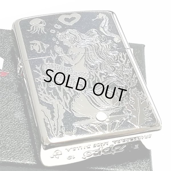 画像5: ZIPPO ライター アーマー ジッポ シルバー＆ブルー 鏡面 マーメイド スワロフスキー かっこいい おしゃれ メンズ ギフト プレゼント (5)