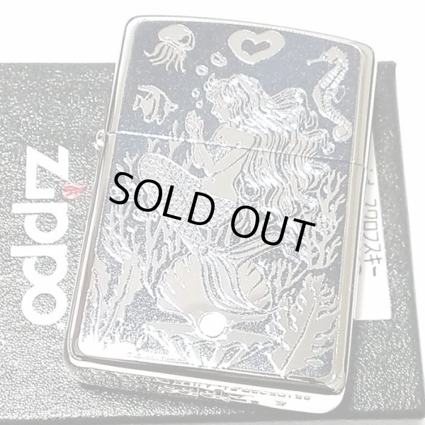画像2: ZIPPO ライター アーマー ジッポ シルバー＆ブルー 鏡面 マーメイド スワロフスキー かっこいい おしゃれ メンズ ギフト プレゼント (2)