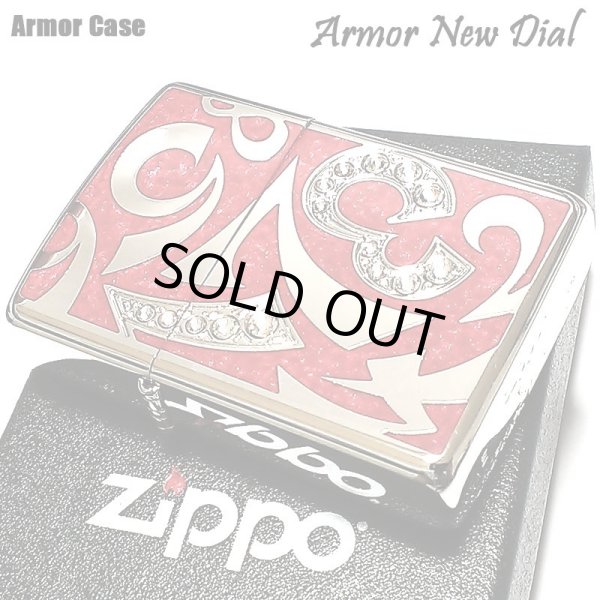 画像1: ジッポ ZIPPO ライター アーマー ニューダイアル レッド 重厚 スワロフスキー ダイアノシルバー 鏡面 深彫り 赤 美しい かっこいい おしゃれ メンズ ギフト プレゼント  (1)