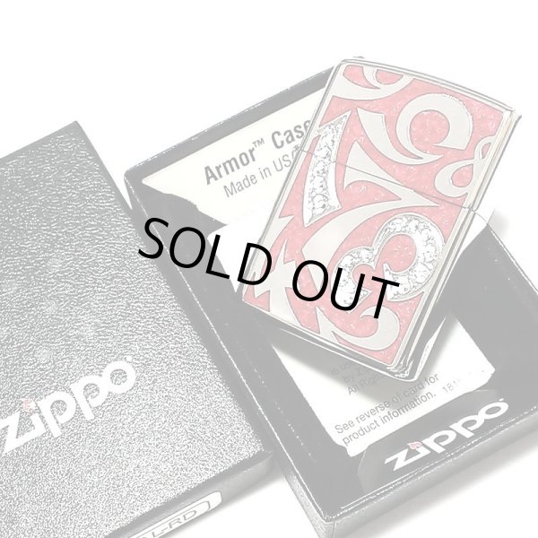 画像5: ジッポ ZIPPO ライター アーマー ニューダイアル レッド 重厚 スワロフスキー ダイアノシルバー 鏡面 深彫り 赤 美しい かっこいい おしゃれ メンズ ギフト プレゼント  (5)