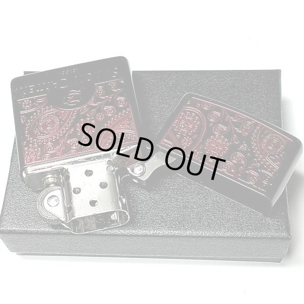 画像4: ZIPPO ライター ブランド サイモンカーター ジッポ かっこいい ペイズリ― マットブラック×レッド 艶消し 黒 赤 彫刻 メンズ おしゃれ ギフト プレゼント 女性 (4)