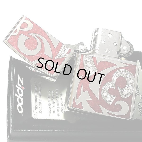 画像4: ジッポ ZIPPO ライター アーマー ニューダイアル レッド 重厚 スワロフスキー ダイアノシルバー 鏡面 深彫り 赤 美しい かっこいい おしゃれ メンズ ギフト プレゼント  (4)