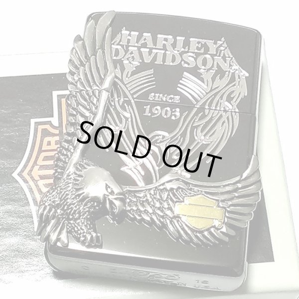 画像1: ZIPPO ライター ハーレーダビッドソン ジッポ イオンブラック 銀イブシメタル 黒 イーグル 日本国内限定モデル かっこいい おしゃれ ジッポー ギフト (1)