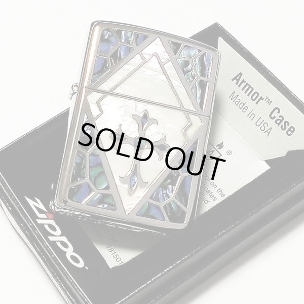 画像5: ZIPPO ジッポ アーマー シェルインレイ 天然貝象嵌 クロス ライター 重厚 シルバー 美しい ホワイトシェル かっこいい おしゃれ メンズ レディース ギフト プレゼント (5)