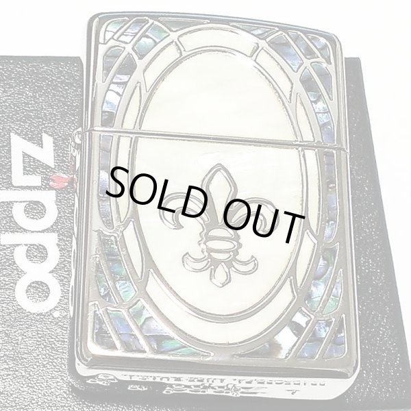 画像2: ZIPPO ジッポ アーマー 重厚 リリー 天然貝象嵌 シェルインレイ ライター 綺麗 シルバー ホワイトシェル 鏡面 おしゃれ かっこいい メンズ レディース プレゼント ギフト  (2)