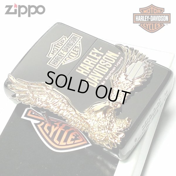 画像1: ZIPPO ライター ハーレーダビッドソン ジッポ イオンブラック ゴールドメタル 黒 金 イーグル 日本国内限定モデル かっこいい おしゃれ ジッポー ギフト (1)