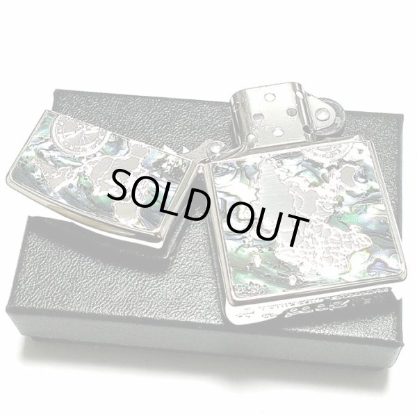 画像6: ZIPPO アーマー シェルワールドマップ ジッポ ライター おしゃれ シルバー 天然貝 両面別柄加工 彫刻 世界地図 かっこいい 重厚 メンズ ギフト プレゼント (6)