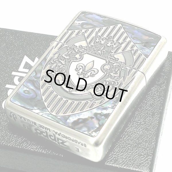 画像5: ZIPPO アーマー シェルシールド ジッポ ライター 深彫 重厚 かっこいい 銀イブシ クリアーコーティング加工 貝貼り シルバー おしゃれ メンズ レディース ギフト (5)