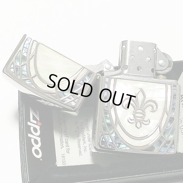 画像4: ZIPPO ジッポ アーマー 重厚 リリー 天然貝象嵌 シェルインレイ ライター 綺麗 シルバー ホワイトシェル 鏡面 おしゃれ かっこいい メンズ レディース プレゼント ギフト  (4)