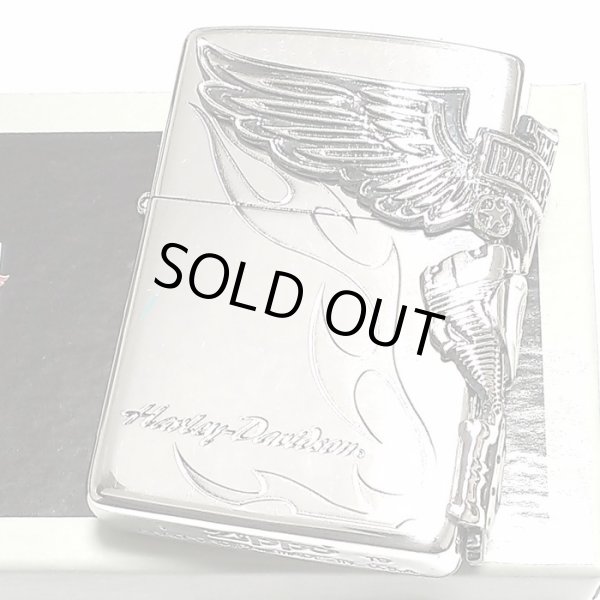 画像2: ZIPPO ライター ハーレーダビッドソン ジッポ シルバー燻し 大型3面メタル 彫刻 かっこいい 日本限定モデル おしゃれ ウィング メンズ ギフト プレゼント (2)