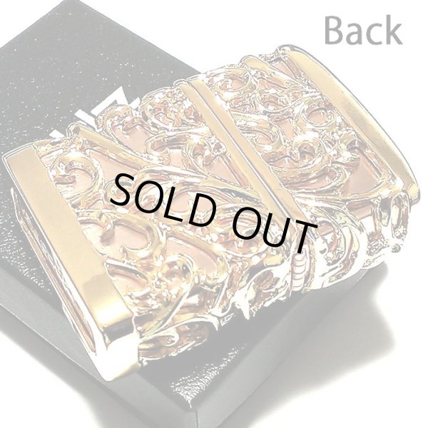 画像4: ZIPPO ライター 超重厚 メタルジャケット ゴールド 豪華 ジッポ 彫刻デザイン デビル 4面加工 金 メンズ ゴールドポリッシュ アクセサリー かっこいい プレゼント ギフト (4)