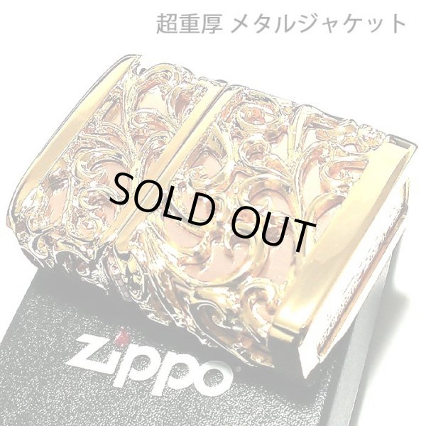 画像2: ZIPPO ライター 超重厚 メタルジャケット ゴールド 豪華 ジッポ 彫刻デザイン デビル 4面加工 金 メンズ ゴールドポリッシュ アクセサリー かっこいい プレゼント ギフト (2)