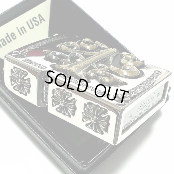 画像4: ジッポ ライター 超重厚 メタルジャケット クロス ZIPPO シルバーイブシ 彫刻デザイン 5面加工 銀 ゴールド メンズ アクセサリー 十字架 かっこいい プレゼント ギフト (4)