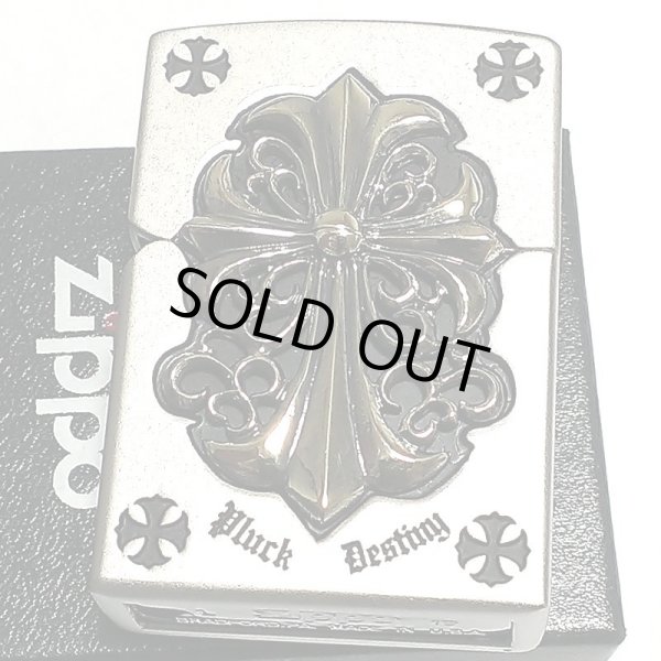 画像2: ZIPPO ライター メタルジャケット ジッポ 超重厚 クロス シルバー＆ゴールド 5面デザイン 艶消し 彫刻 メンズ 銀 十字架 アクセサリー かっこいい ギフト (2)