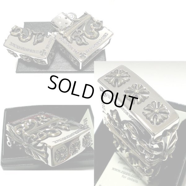 画像5: ジッポ ライター 超重厚 メタルジャケット クロス ZIPPO シルバーイブシ 彫刻デザイン 5面加工 銀 ゴールド メンズ アクセサリー 十字架 かっこいい プレゼント ギフト (5)