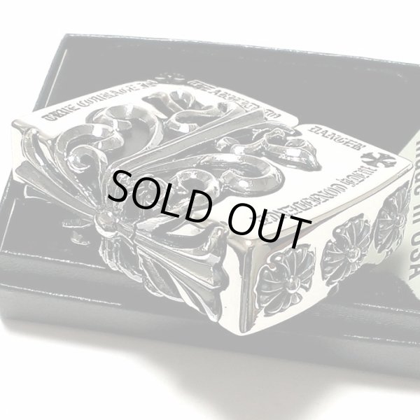 画像4: ZIPPO ライター メタルジャケット 超重厚 クロス シルバーイブシ ジッポ 5面加工 彫刻デザイン 銀 メンズ アクセサリー 十字架 かっこいい プレゼント ギフト (4)