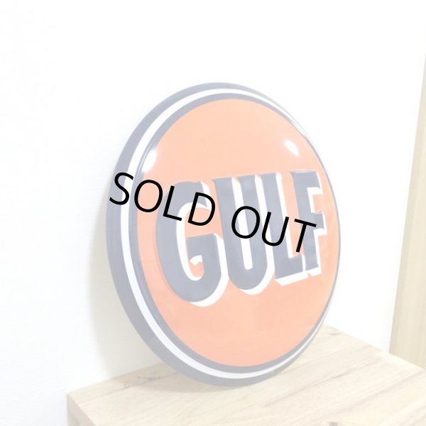 画像2: ブリキ看板 GULF ガルフ アンティーク　珍しい ガレージ オレンジ　目立つ プレート 壁飾り 正規ライセンス品 アメリカン 雑貨 インテリア おしゃれ 可愛い サーファー カフェ 店舗 (2)