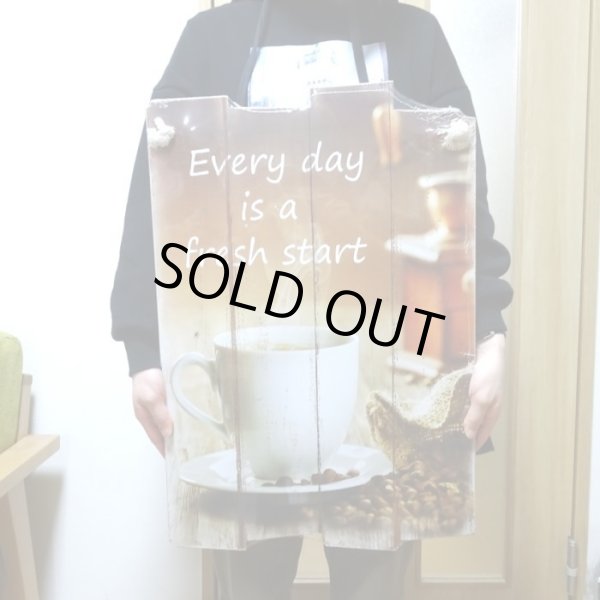 画像3: 木製看板 おしゃれ コーヒー Fresh Start Coffee ウッドボード ガレージ リビング 壁掛け 可愛い カフェ かわいい 店舗 飾り レトロ看板 (3)