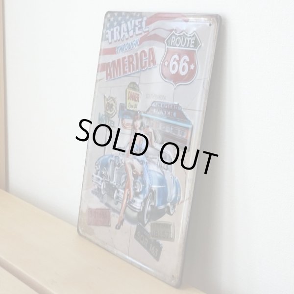 画像3: アメリカン ブリキ看板 TRAVEL AMERICA セクシー 車 ガレージ プレート 壁飾り ビンテージ 雑貨 インテリア 可愛い かわいい サーファー カフェ 店舗 (3)