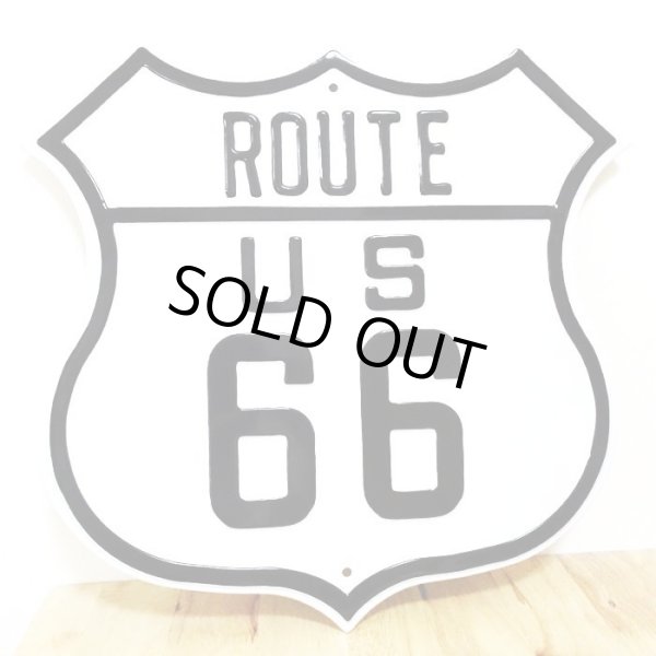 画像1: ブリキ看板 ルート66 アンティーク ROUTE 66 ガレージ 壁飾り ロゴ 正規ライセンス品 アメリカン 雑貨 かっこいい おしゃれ 可愛い サーファー カフェ 店舗 (1)