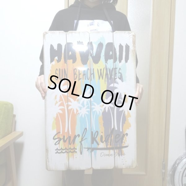 画像3: 木製看板 Hawaii Surf Rider ハワイ ウッドボード サーファー サーフィン ガレージ リビング かわいい 壁掛け 可愛い おしゃれ カフェ 店舗 飾り レトロ看板 (3)