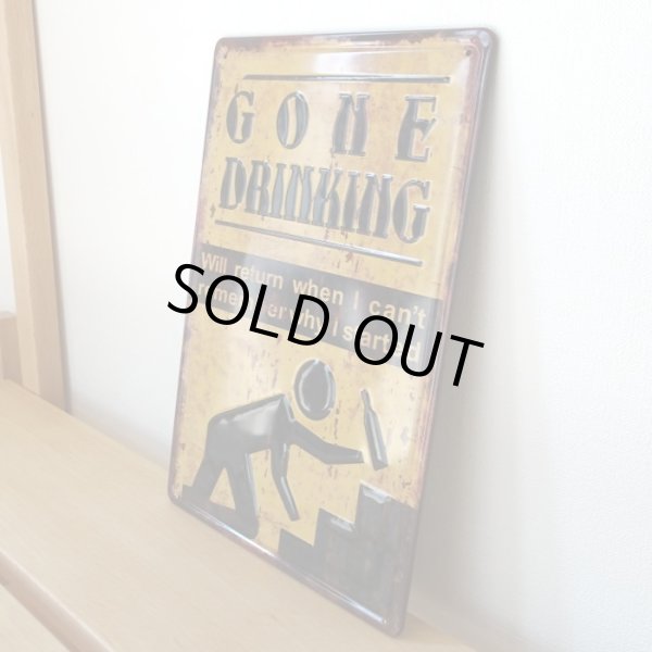 画像3: アメリカン ブリキ看板 GONE DRINKING プレート 壁飾り ビンテージ 雑貨 インテリア 可愛い かわいい サーファー カフェ 店舗 (3)
