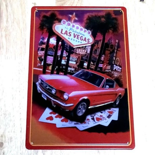 ブリキ看板 ラスベガス ビンテージ 車 Las Vegas レトロ アンティーク ガレージ プレート 壁飾り アメリカン 雑貨 インテリア おしゃれ 可愛い かわいい サーファー カフェ 店舗