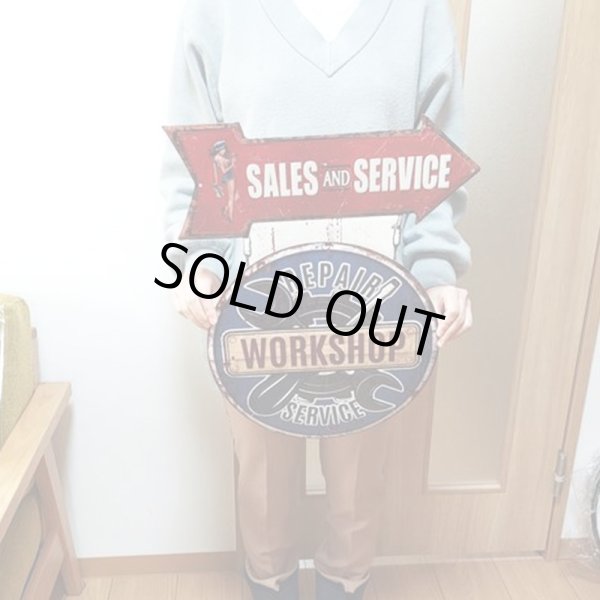 画像3: ブリキ看板 アンティーク WORK SHOP アメリカン ビンテージ 壁掛け 珍しい プレート おしゃれ 壁飾り かわいい 雑貨 大きい 可愛い インテリア サーファー カフェ 店舗 (3)