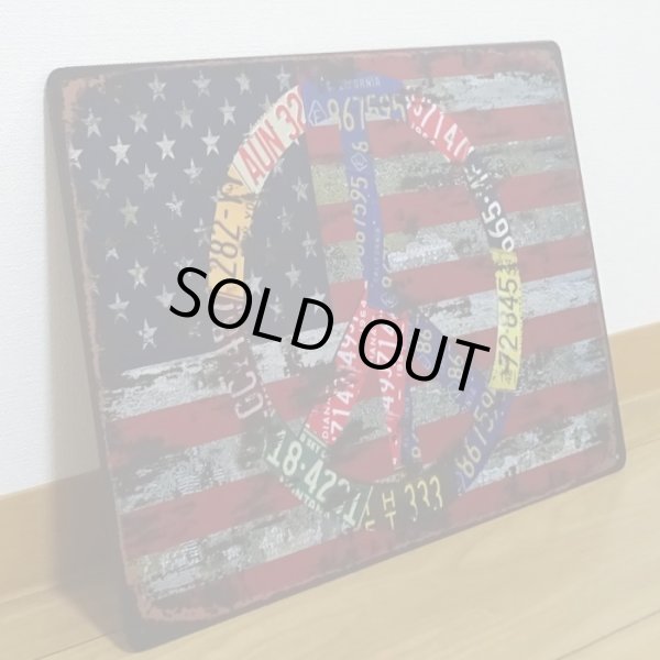 画像3: アメリカン ブリキ看板 USA アメリカ 国旗 ピースマーク プレート 壁飾り ビンテージ 大きい 雑貨 インテリア 可愛い かわいい かっこいい サーファー カフェ 店舗 (3)