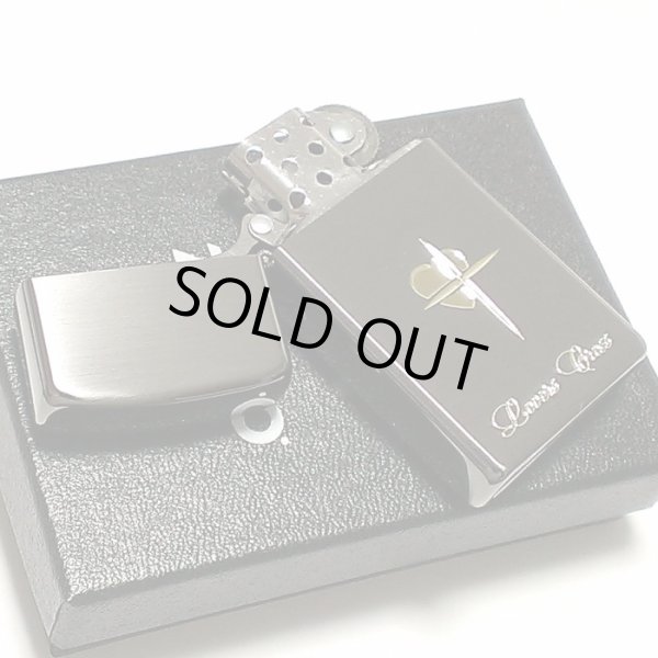 画像5: ZIPPO スリム ジッポ ライター ハート クロス ラバーズ 彫刻 ブラックニッケル ゴールド　金差し 可愛い 女性 メンズ レディース (5)