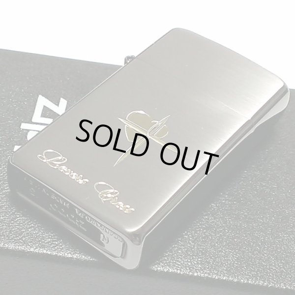 画像4: ZIPPO スリム ジッポ ライター ハート クロス ラバーズ 彫刻 ブラックニッケル ゴールド　金差し 可愛い 女性 メンズ レディース (4)