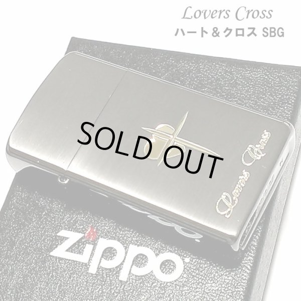 画像3: ZIPPO スリム ジッポ ライター ハート クロス ラバーズ 彫刻 ブラックニッケル ゴールド　金差し 可愛い 女性 メンズ レディース (3)