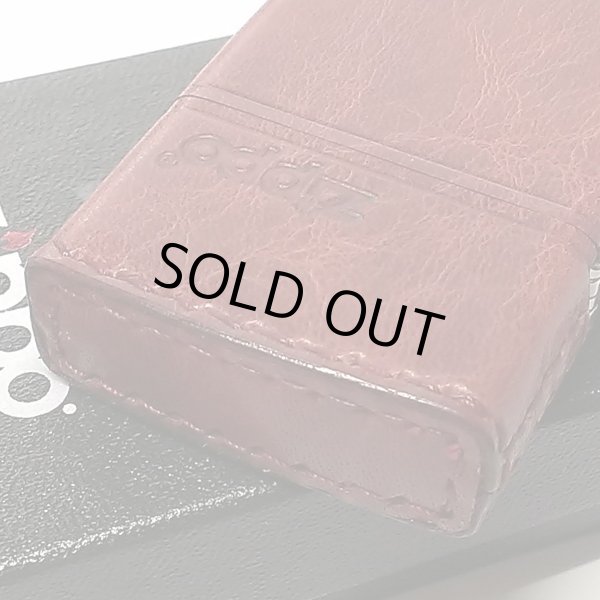 画像6: ZIPPO おしゃれ ライター レッド ジッポ 革巻き ダメージ加工 赤 牛本革 ユーズド仕上げ 皮 ジッポロゴ シンプル かっこいい ギフト (6)