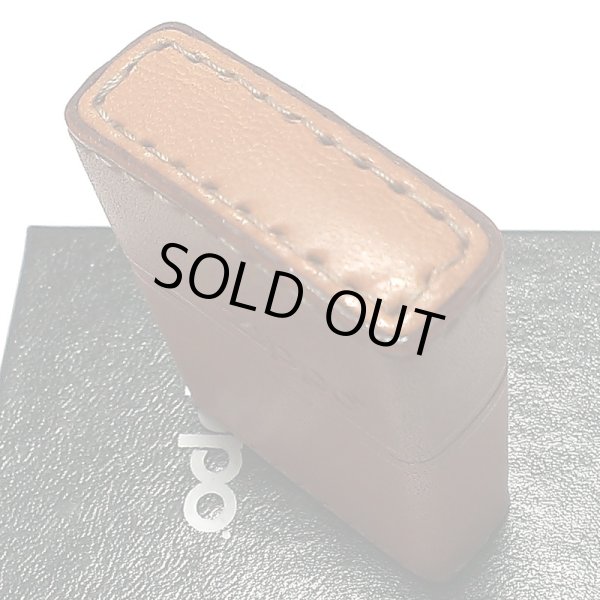 画像6: ZIPPO 革巻き ジッポ ライター おしゃれ ライトブラウン ロゴデザイン レザー キャメル シンプル 本牛革 薄茶 かっこいい 皮 メンズ 渋い ギフト プレゼント (6)