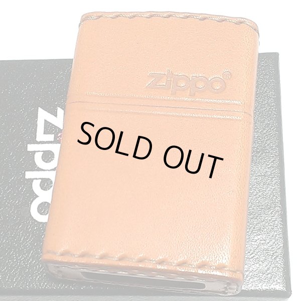 画像2: ZIPPO 革巻き ジッポ ライター おしゃれ ライトブラウン ロゴデザイン レザー キャメル シンプル 本牛革 薄茶 かっこいい 皮 メンズ 渋い ギフト プレゼント (2)