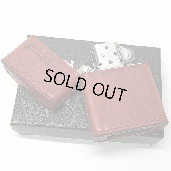 画像5: ZIPPO おしゃれ ライター レッド ジッポ 革巻き ダメージ加工 赤 牛本革 ユーズド仕上げ 皮 ジッポロゴ シンプル かっこいい ギフト (5)