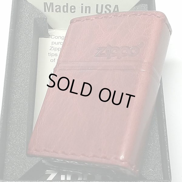 画像8: ZIPPO おしゃれ ライター レッド ジッポ 革巻き ダメージ加工 赤 牛本革 ユーズド仕上げ 皮 ジッポロゴ シンプル かっこいい ギフト (8)